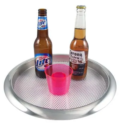 12-Inch Diameter Stainless Steel Serving Tray – 1-Inch Raised Rim for Secure Transport