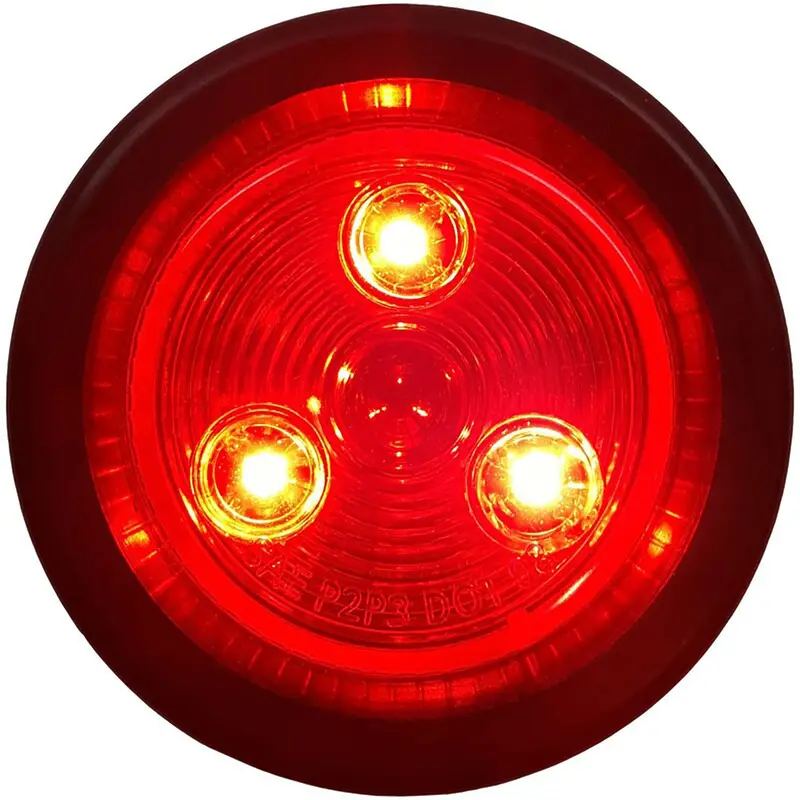 2″ Round Red/Red LED Light with Pigtail Wire and Grommet