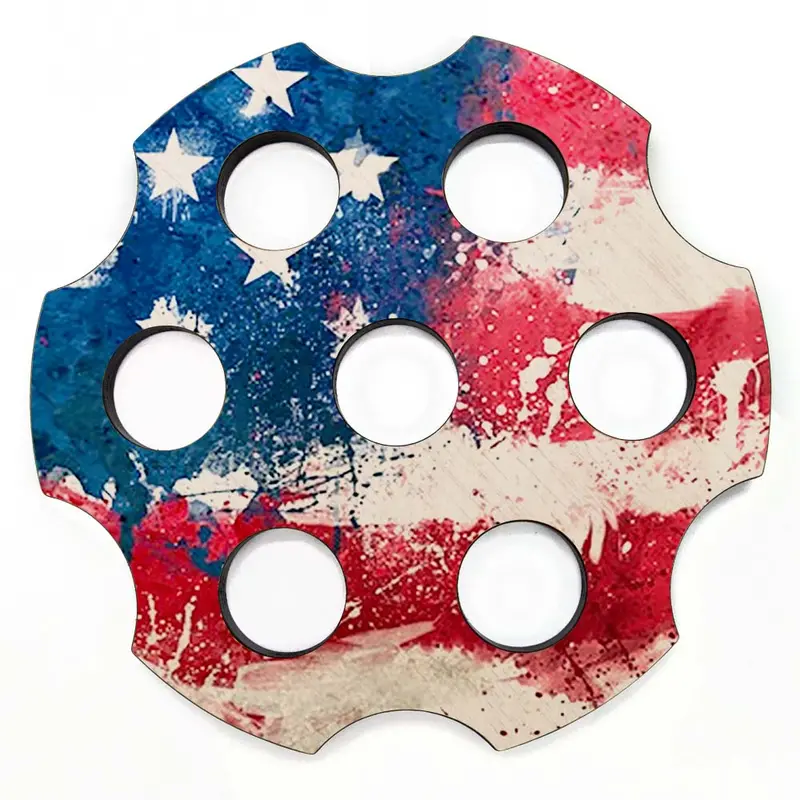 6-Shot Wood Caddy Tray & Bottle Topper – Grunge Flag Aesthetic