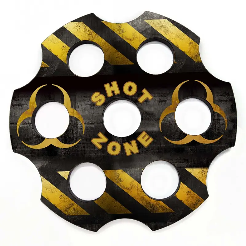 6-Shot Wood Caddy Tray & Bottle Topper – Hazard Zone Graphic