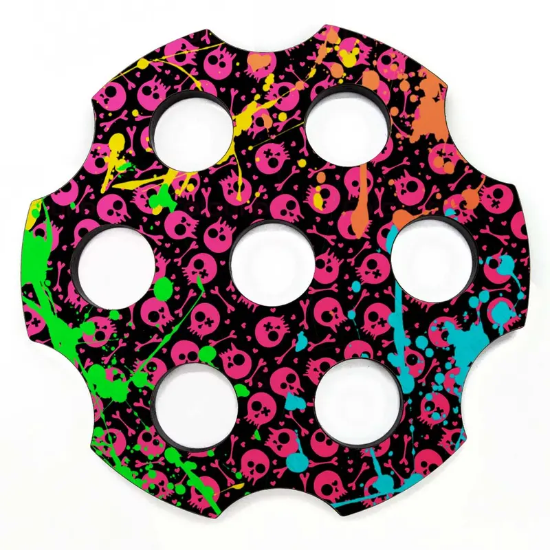 6-Shot Wood Caddy Tray & Bottle Topper – Skulls and Splats Design