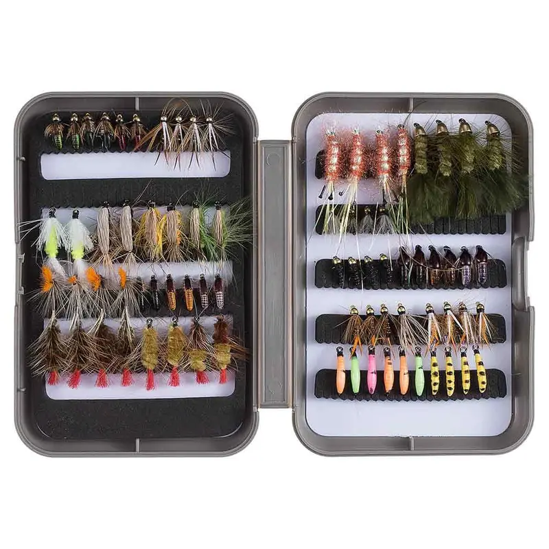 76-Piece Trout Fly Fishing Kit with Compact Waterproof Fly Box