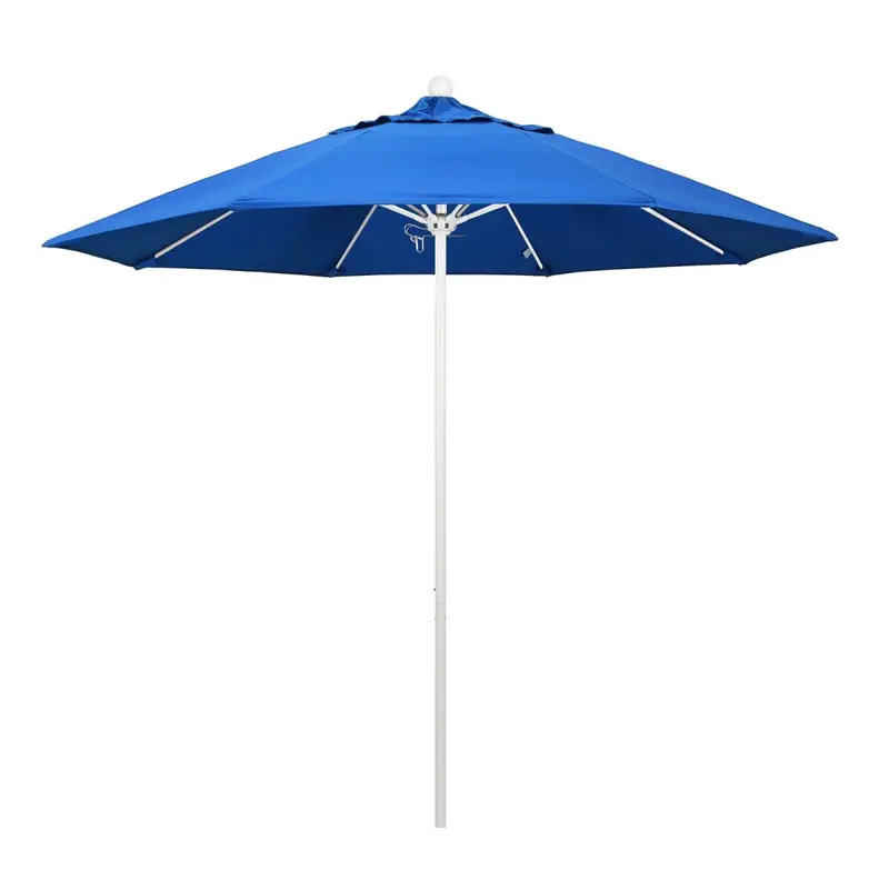 9-Foot California SUNBRELLA Umbrella with White Aluminum Pole & Push-Lift System