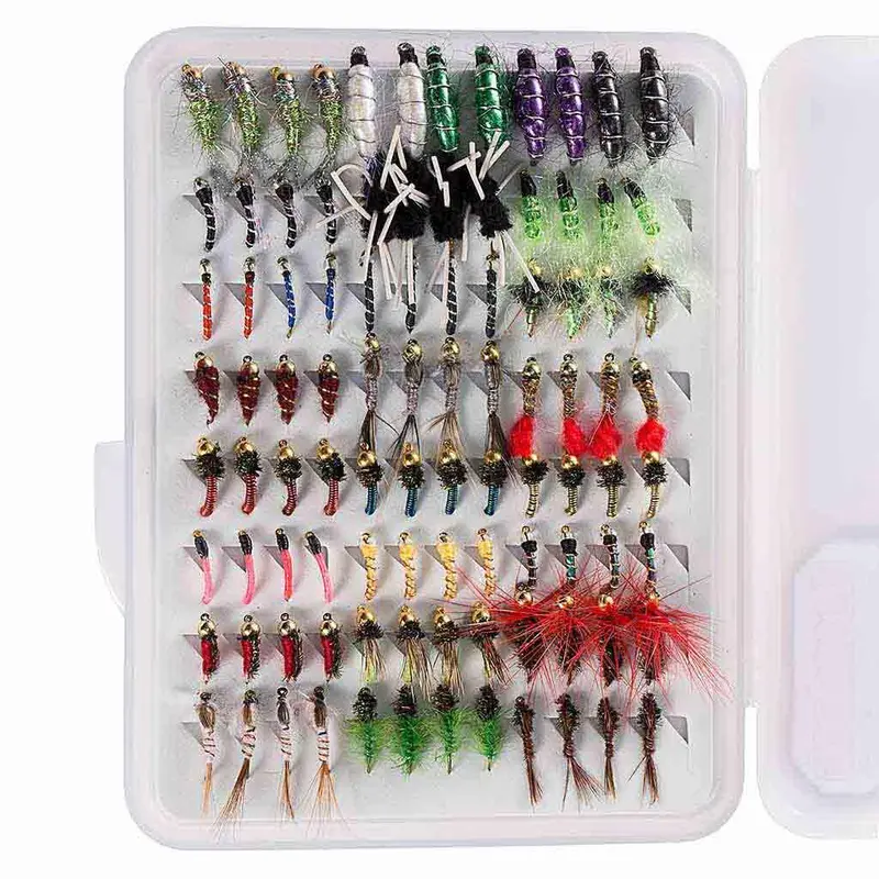 96-Piece Fly Fishing Nymph Kit – Includes Organized Fly Box