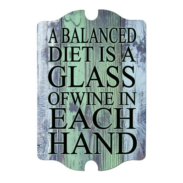 A Balanced Diet Bar Sign – Tavern-Style Wooden Wall Art