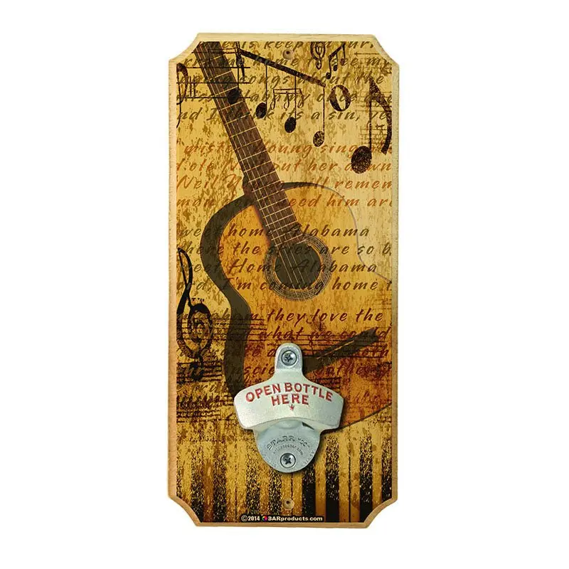 Acoustic Guitar-Shaped Wooden Wall Bottle Opener