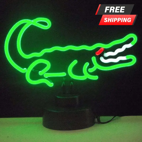 Alligator Silhouette Neon Wall Sculpture
