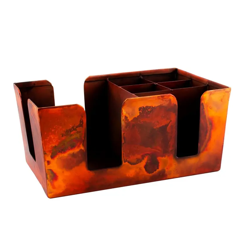Antique Copper 6-Compartment Bar Caddy – Expanded Storage Design
