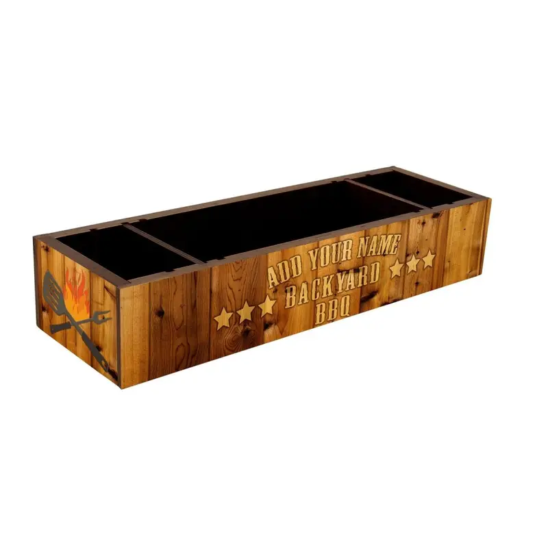 Backyard BBQ Wooden Condiment Caddy – Custom Engraving Available