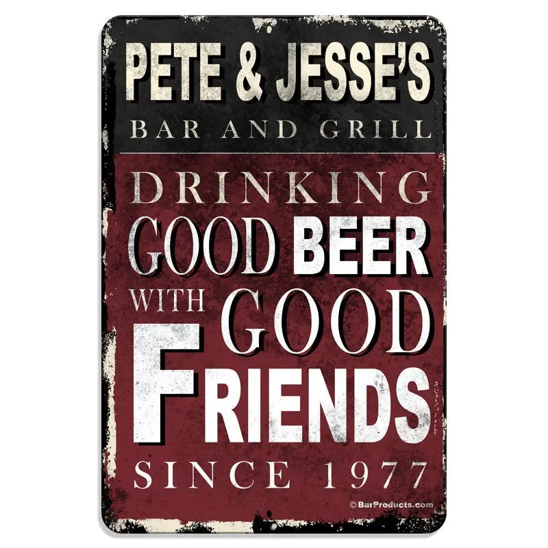 Bar & Grill Vintage Metal Sign – Fully Customizable (12″ x 18″)