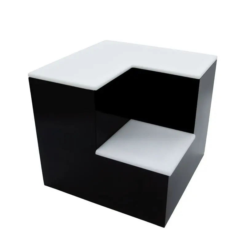 BarConic® 2-Tier LED Liquor Bottle Display Shelf – Inner Corner Design, Black Frame with Color-Changing Lights