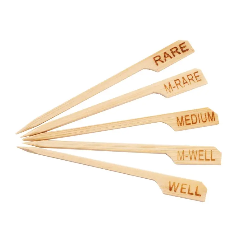 BarConic Bamboo Steak Markers – 100-Pack (Multiple Marker Styles)