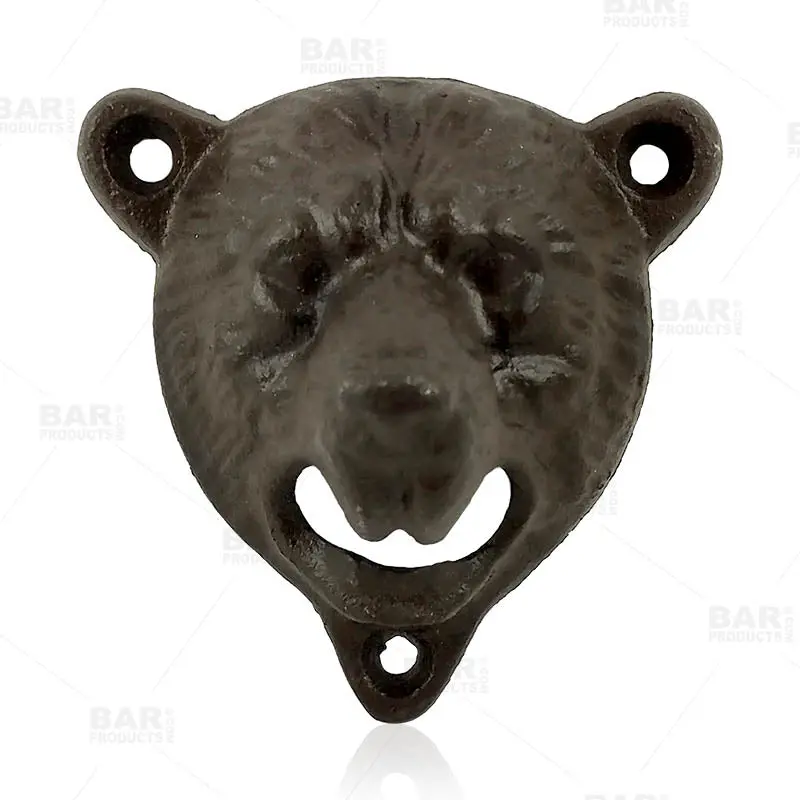 BarConic Bear-Shaped Wall-Mounted Bottle Opener in Brown Finish