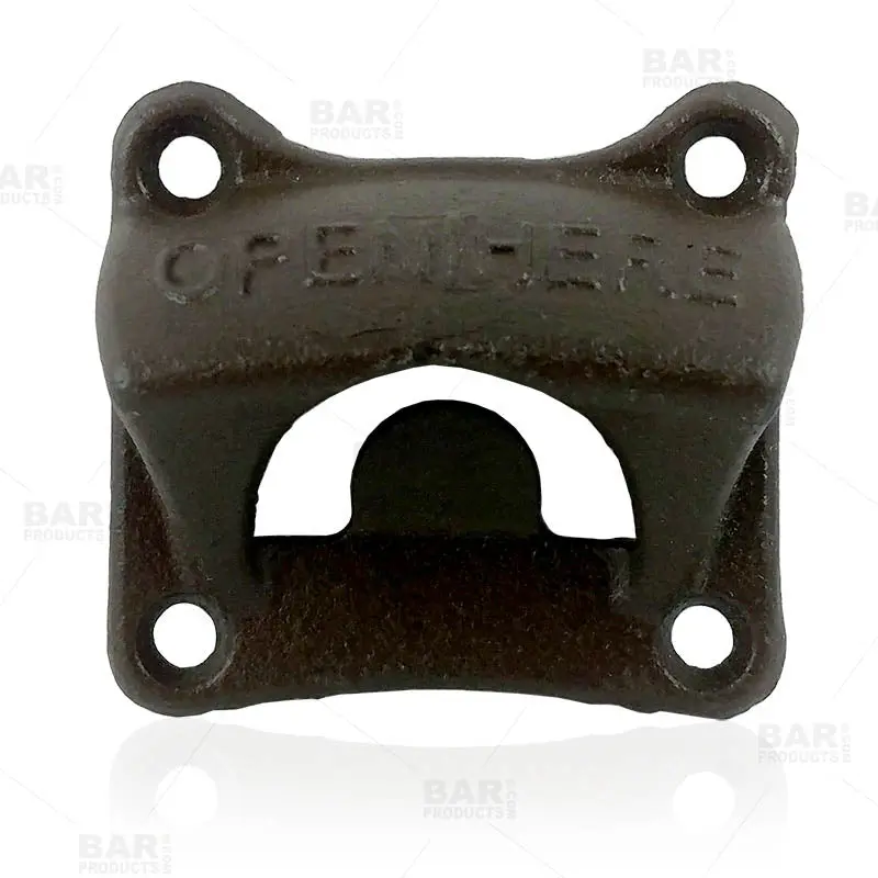 BarConic® Cast Iron Wall Opener – Square ‘Open Here’ Design in Matte Finish