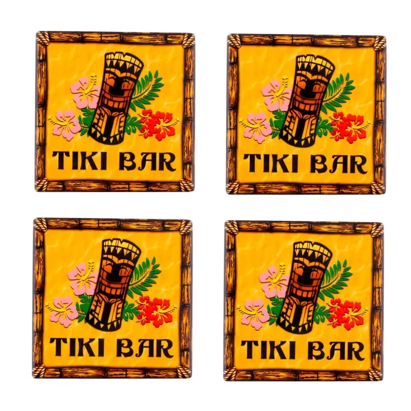 BarConic® Ceramic Tiki Coaster Set – 4 Count