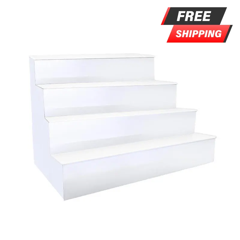 BarConic® Four-Tier LED Bottle Display Shelf – Polished Mirrored Metal