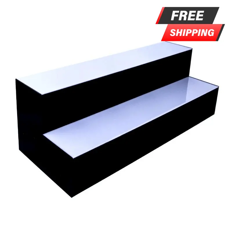 BarConic® Lighted Acrylic Bottle Display Shelf – 2-Tier Rotating Design