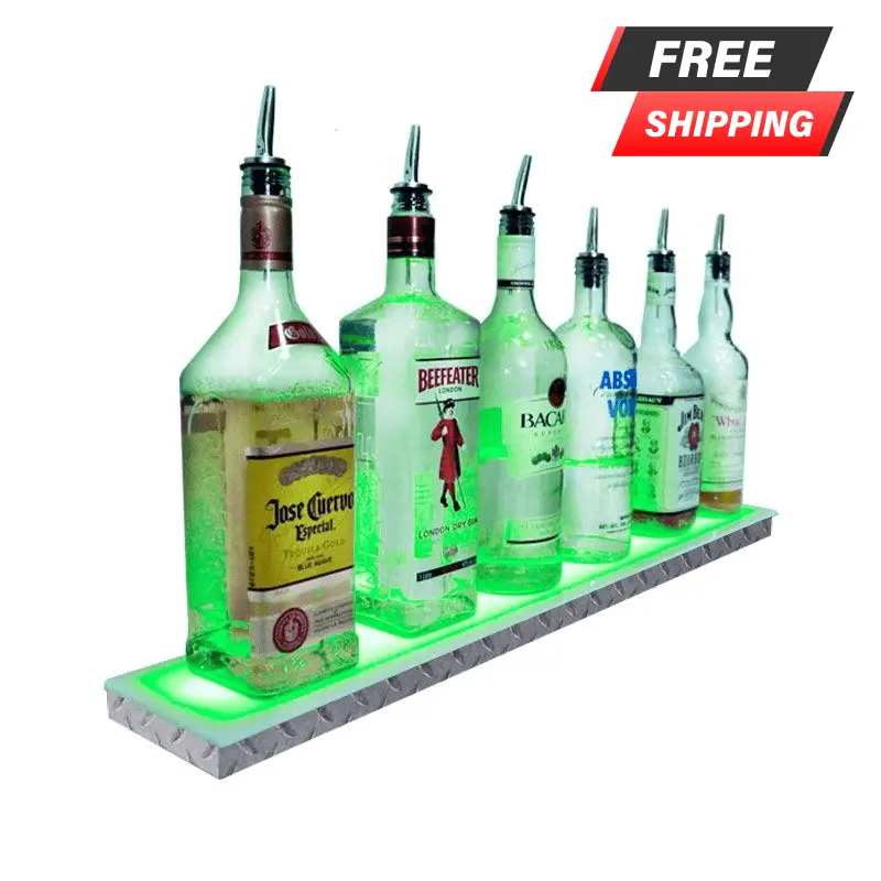 BarConic® Low-Profile LED Bottle Shelf – Diamond Plate Finish (1-Tier)