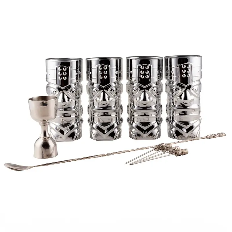 BarConic® Silver Tiki Bar Tool Set