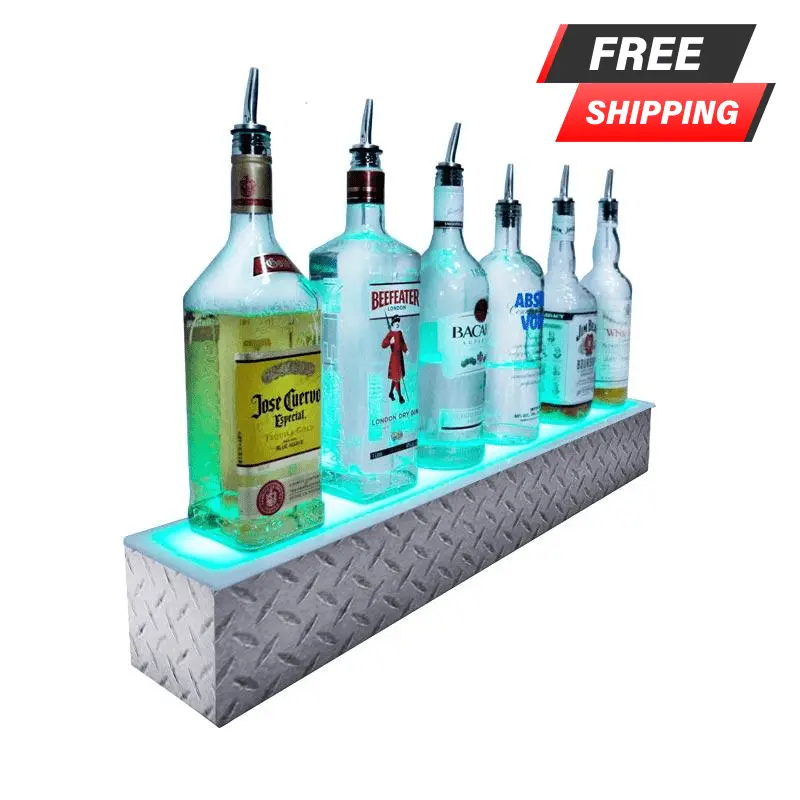 BarConic® Single-Step LED Bottle Shelf – Diamond Plate Texture