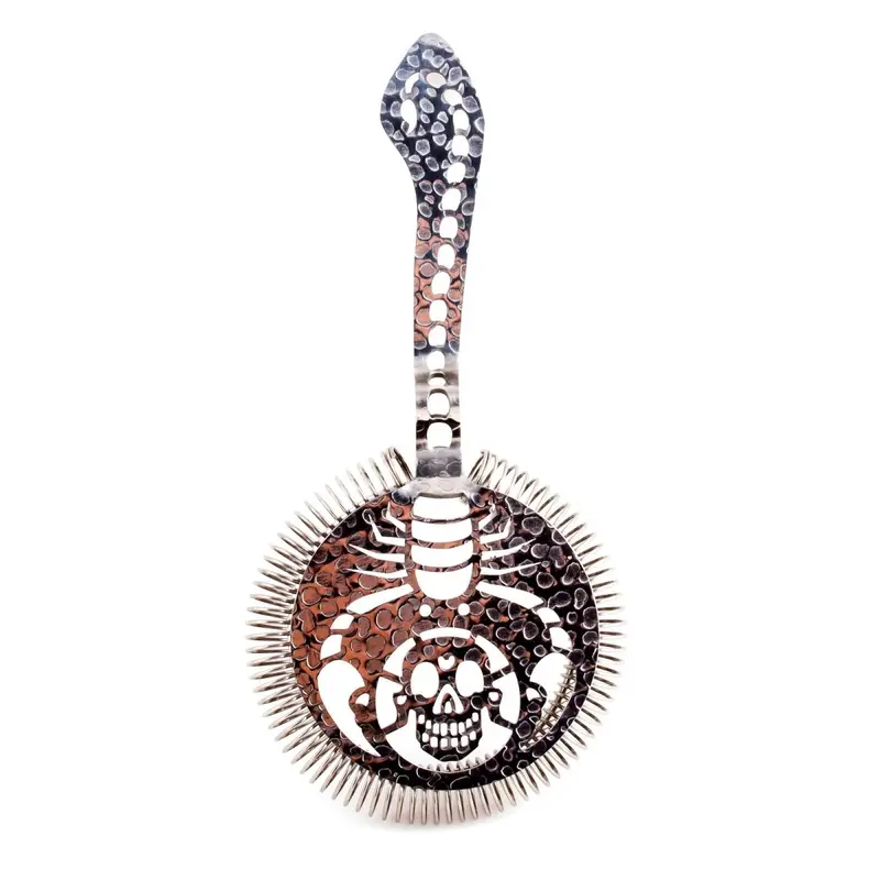 BarConic Skull-Design Stainless Steel Hawthorne Strainer