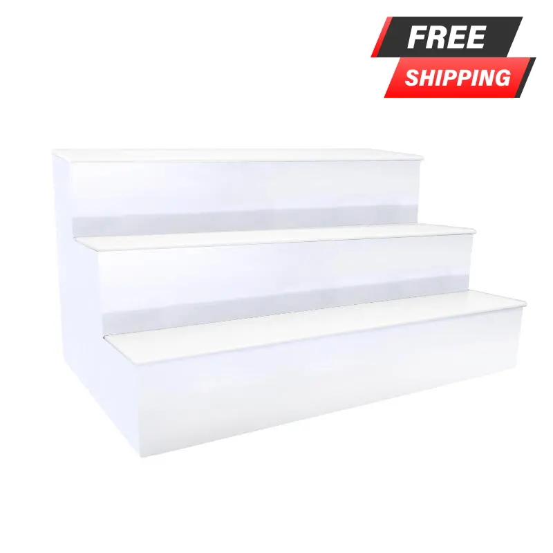 BarConic® Three-Tier LED Bottle Display Shelf – Polished Mirrored Metal