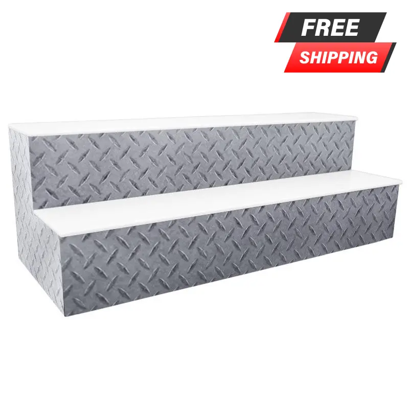 BarConic® Two-Tier LED Bottle Shelf – Diamond Plate Design