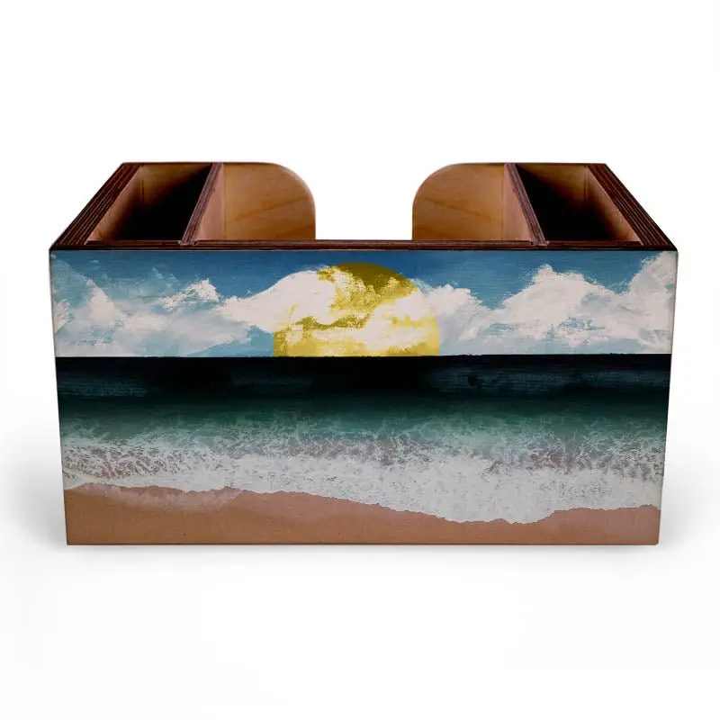Beach-Inspired Wooden Bar Caddy – Coastal Bar Organization