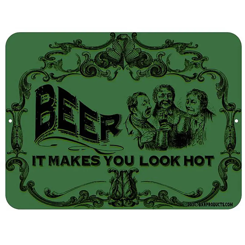 ‘Beer Makes You Look Hot’ Witty Kolorcoat™ Metal Bar Sign