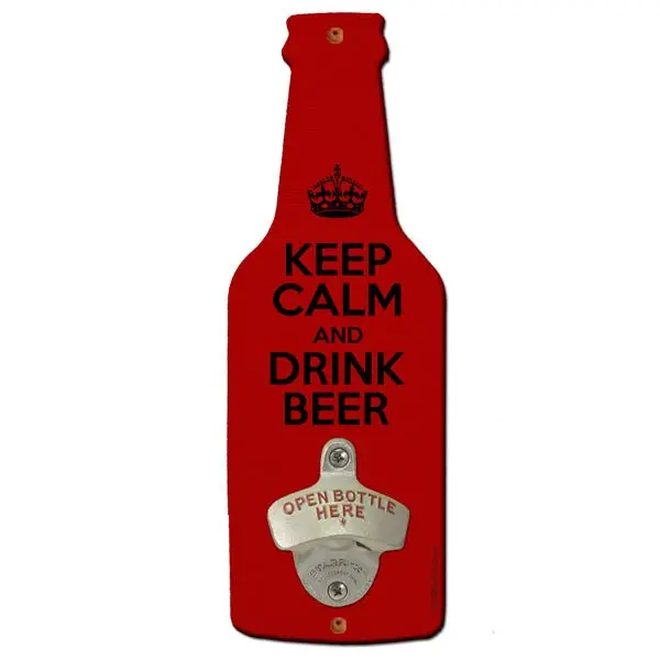 Beer-Shape Wall-Mounted Bottle Opener with Calm Motif