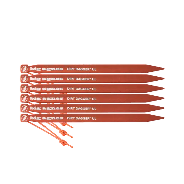 Big Agnes Dirt Dagger UL Tent Stakes – Pack of Six 6-Inch Ultralight Titanium Anchors