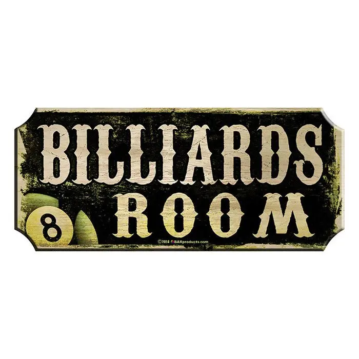 Billiards Room Wood Sign – Kolorcoat™-Themed Bar Decoration