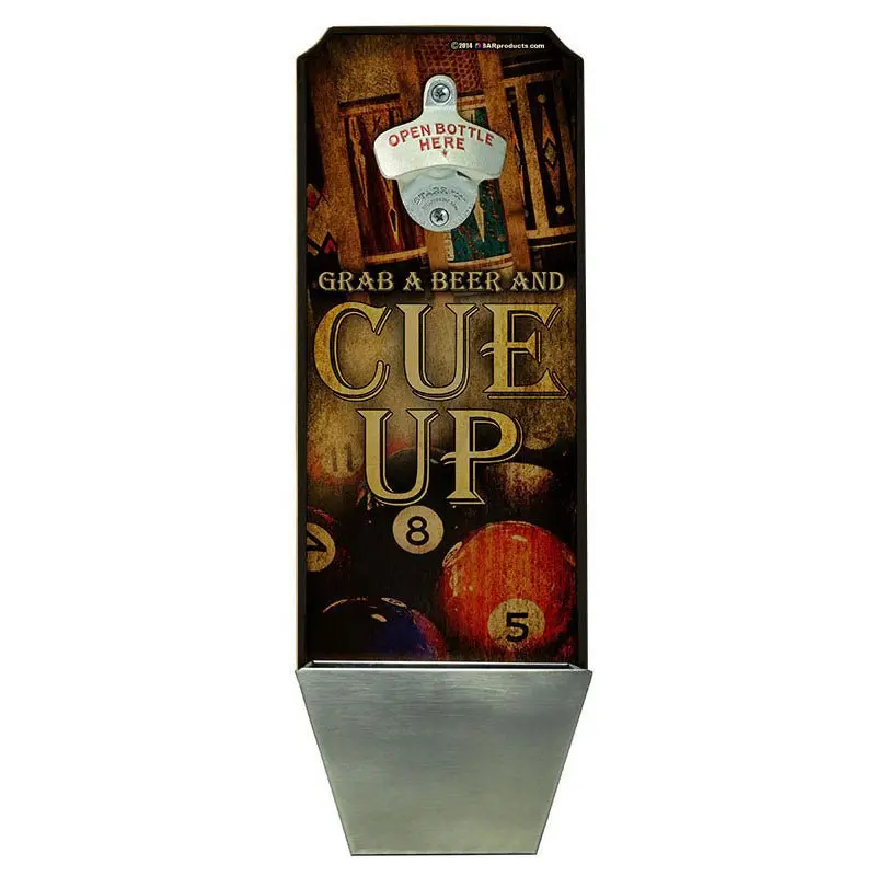 Billiards Wall Opener – Pool-Inspired Wooden Plaque with Cap Collection