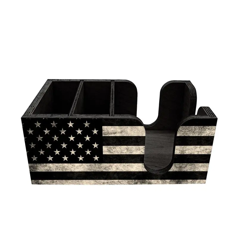 Black American Flag-Themed Bar Napkin Dispenser