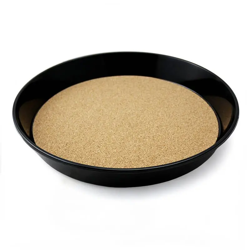 Black Cork-Lined Serving Tray – 13-Inch Round