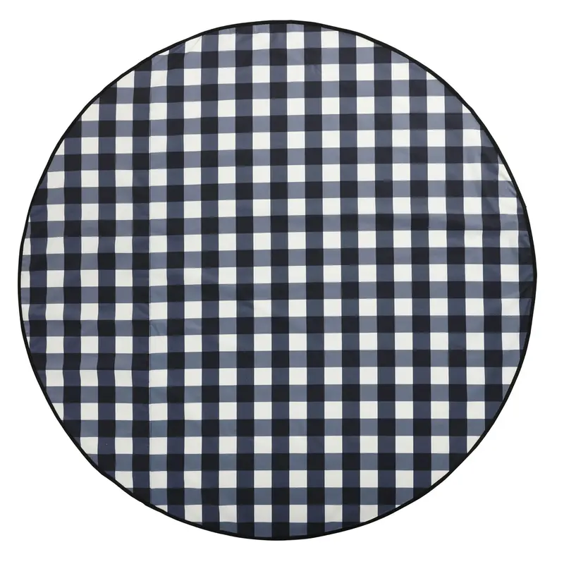 Black Gingham Round Area Rug – 180 cm (70″) Diameter