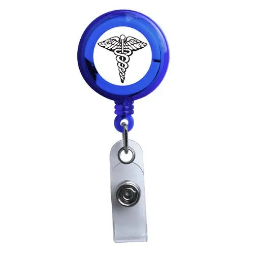 Blue Medical Symbol Badge Reel – Sleek Translucent Design