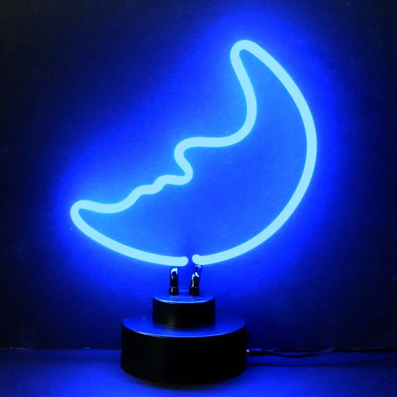Blue Moon Phase Neon Light – Celestial Bedroom or Lounge Accent