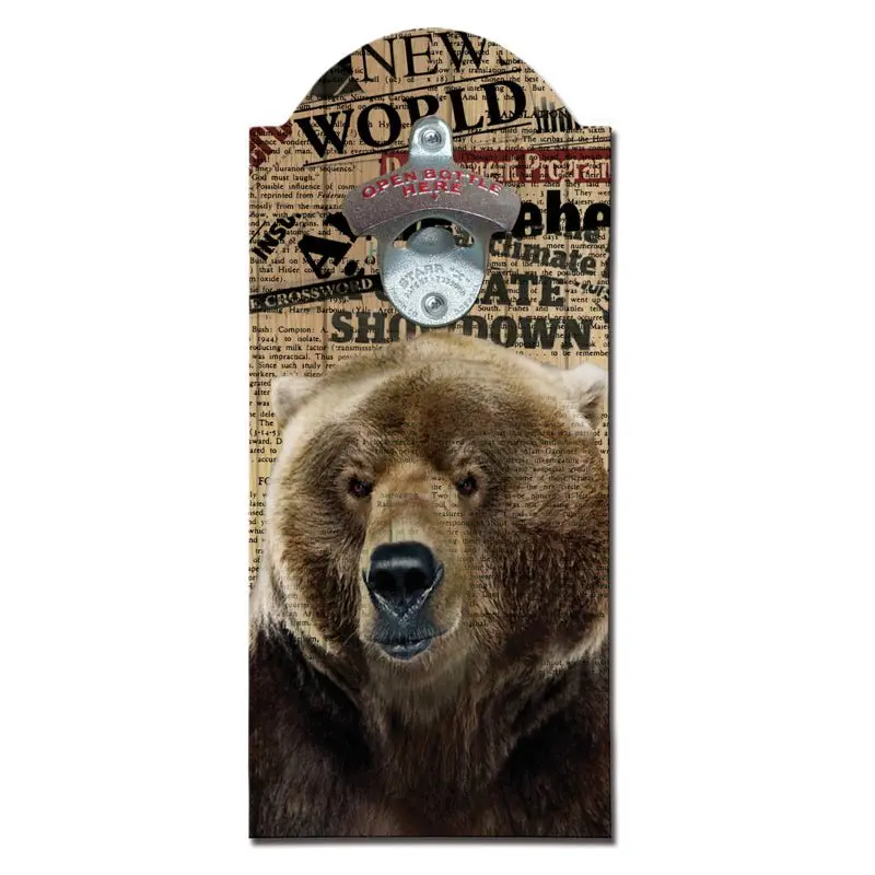 Brown Bear Wooden Bottle Opener – Magnetic Cap Catcher Included