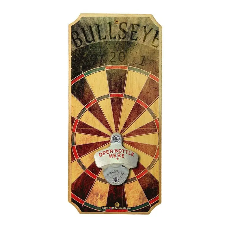 Bullseye Design Wooden Wall-Mounted Bottle Opener