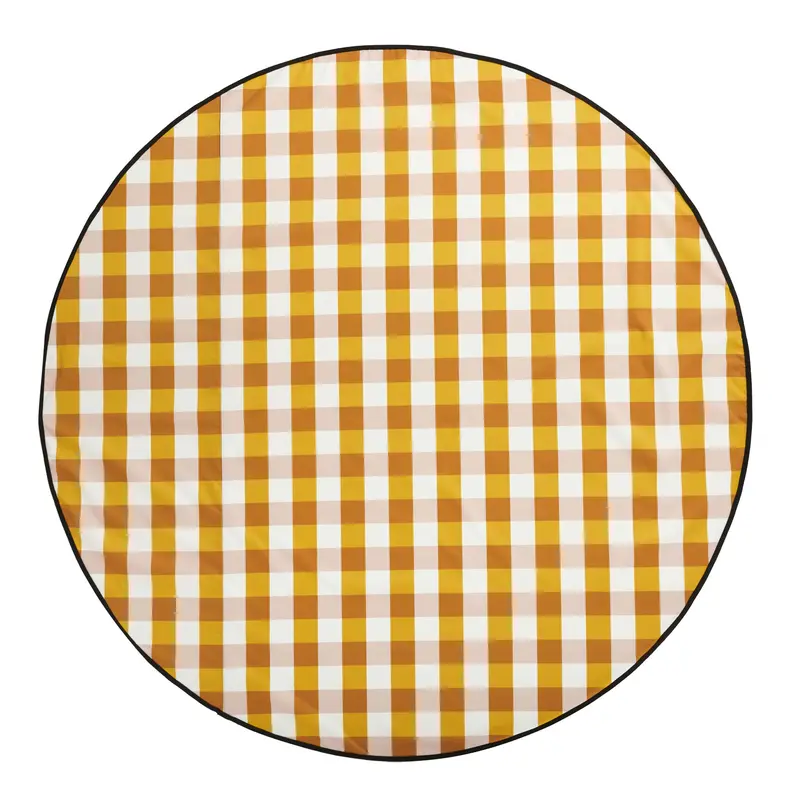 Butterscotch Gingham Round Outdoor Rug – 180 cm (70″) Diameter