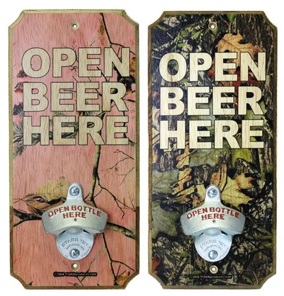 Camouflage Wood Wall-Mounted Bottle Opener Plaque