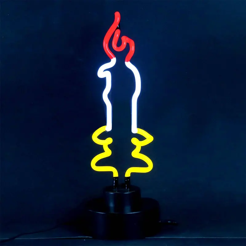 Candle Neon Light – Warm Glow Wall Art for Home or Café