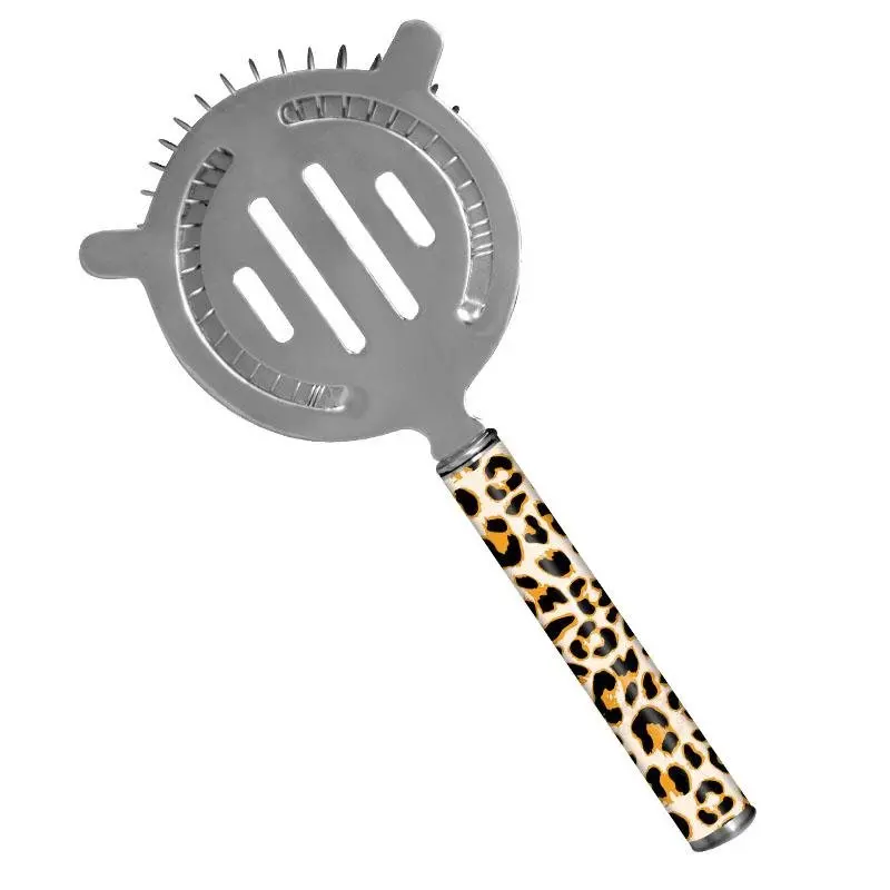 Cheetah-Print Pipe-Handle Cocktail Strainer