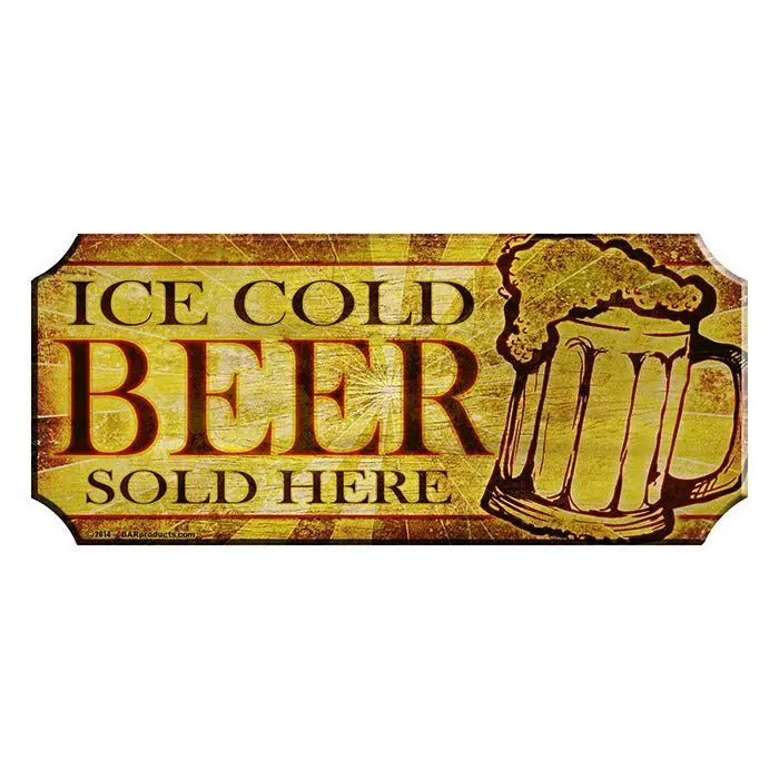 Chilled Vibe Wood Plaque – “Ice Cold Beer” Kolorcoat™ Bar Sign
