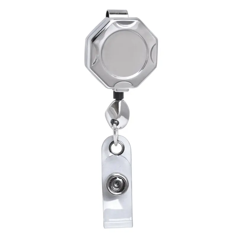 Chrome Octagon Retractable Badge Reel – Smooth-Pull ID Management Tool