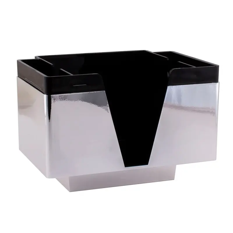 Chrome-Trimmed 3-Slot Napkin Dispenser – Black Acrylic Bar Caddy
