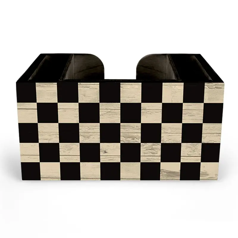Classic Checkerboard Wooden Bar Caddy