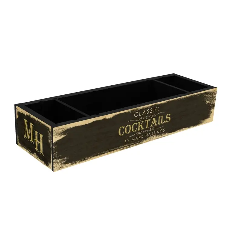 Classic Cocktail Bar Caddy – Custom Engraved Wooden Condiment Holder