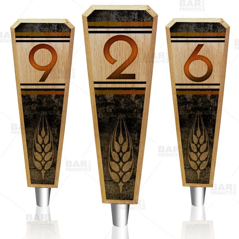Classy Hops Oak Tap Handles – Numbered Draft System Accessories with Botanical Detail